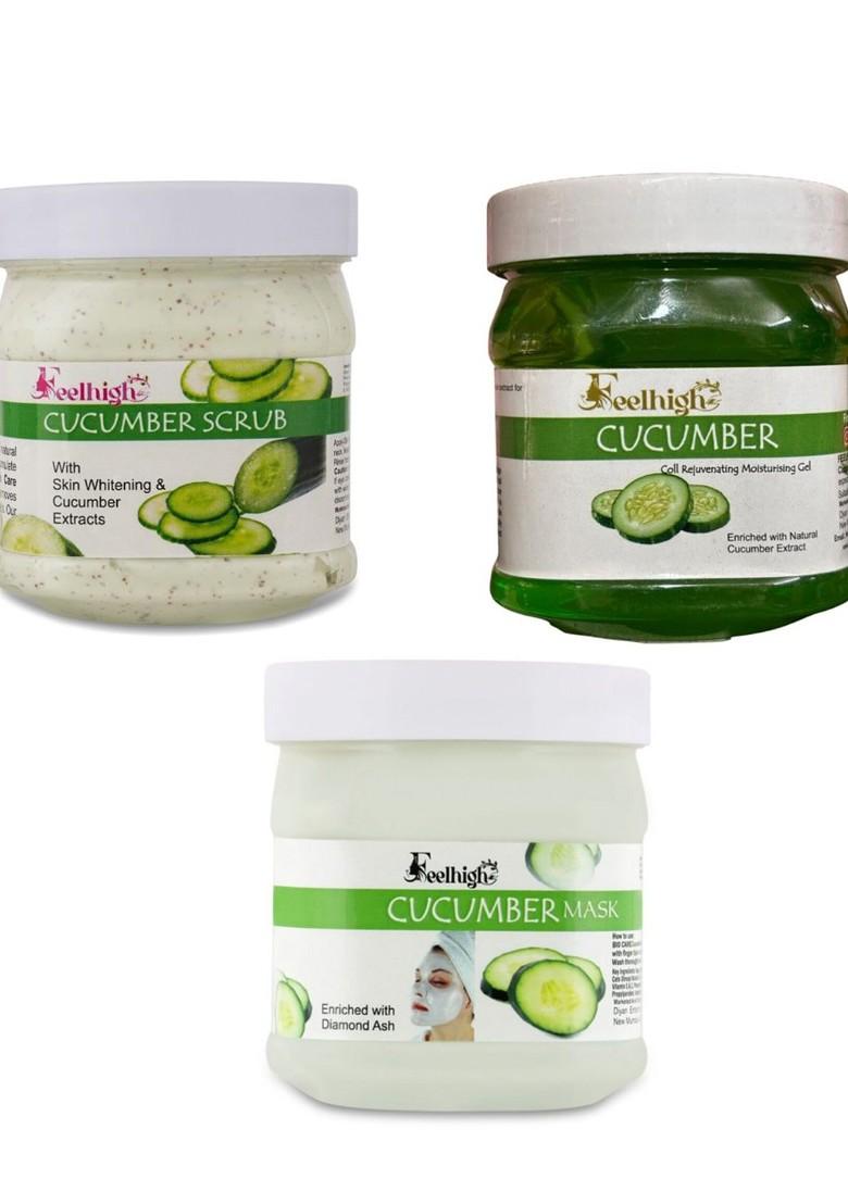 Feelhigh Set Of 3 Cucumber Face Mask Scrub Gel 500Ml Each