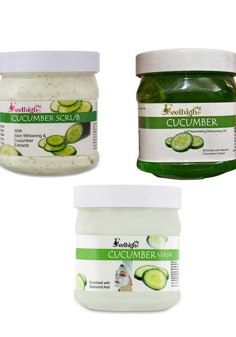 Feelhigh Set Of 3 Cucumber Face Mask Scrub Gel 500Ml Each