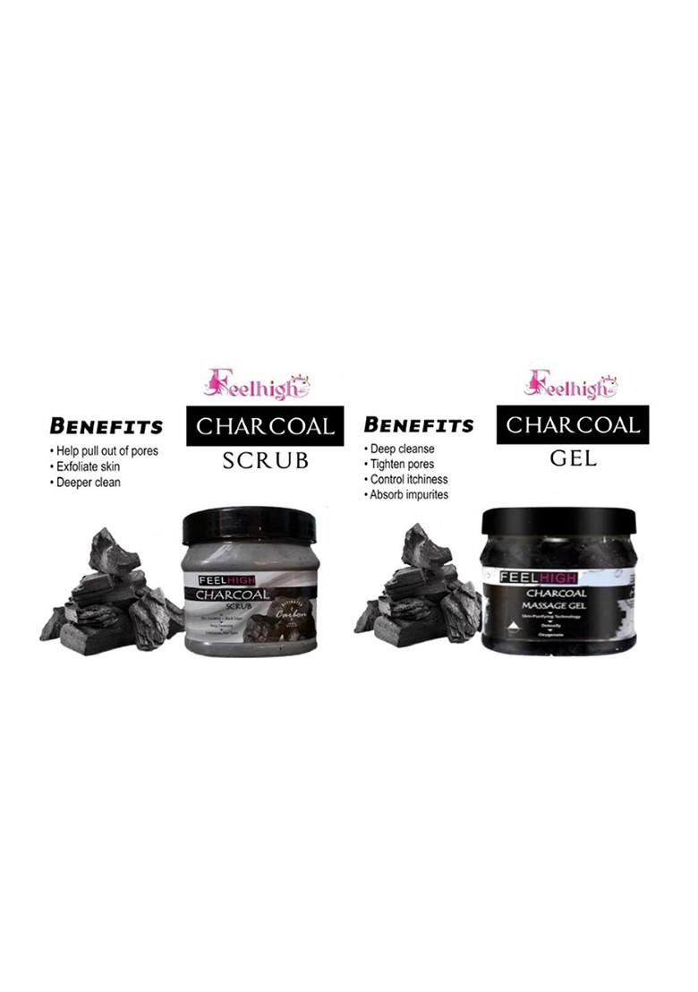 Feelhigh Set Of 4 Charcoal Face Scrub Mask Gel Peel Off 500Ml Each