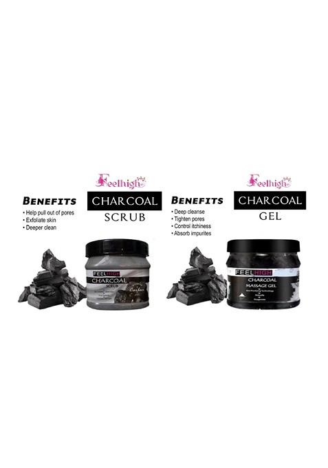 Feelhigh Set Of 4 Charcoal Face Scrub Mask Gel Peel Off 500Ml Each