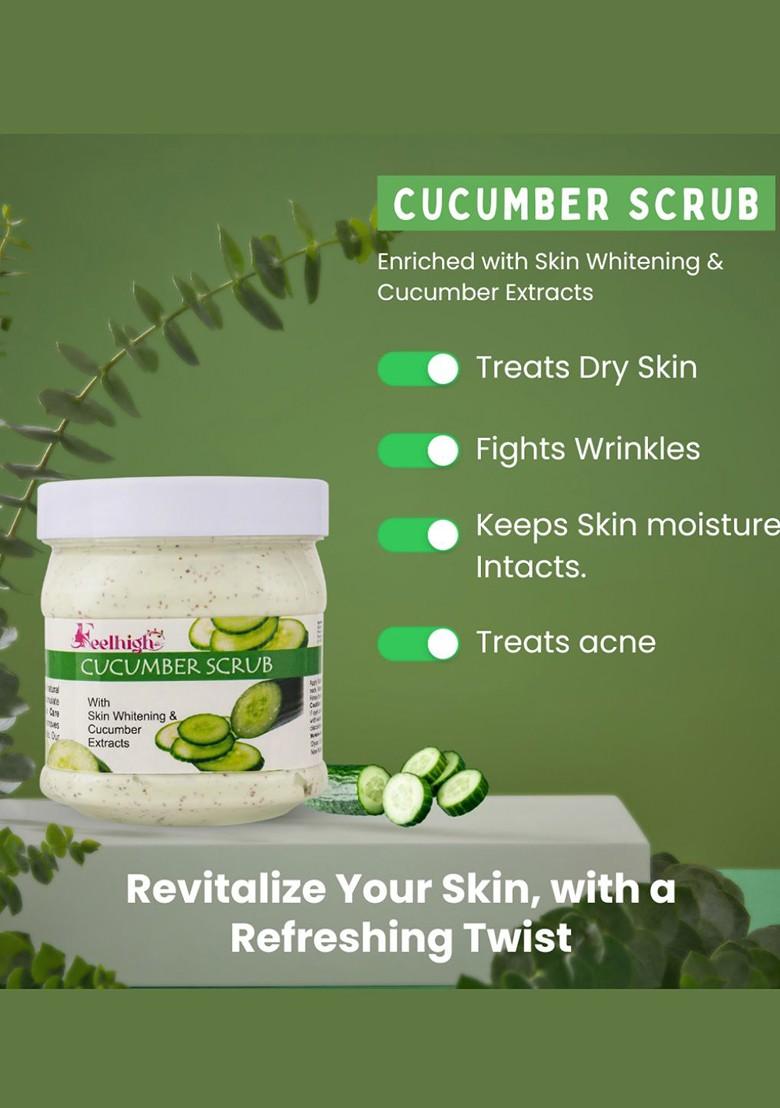 Feelhigh Set Of 4 Cucumber Face Cream Mask Gel Scrub 500Ml Each