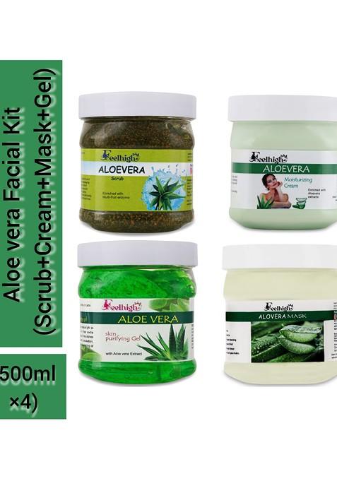 Feelhigh Set Of 4 Aloevera Face Cream Mask Gel Scrub 500Ml Each