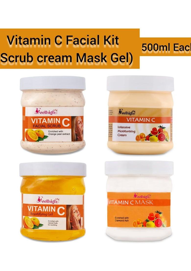 Feelhigh Set Of 4 Vitamin C Face Cream Mask Gel Scrub 500Ml Each