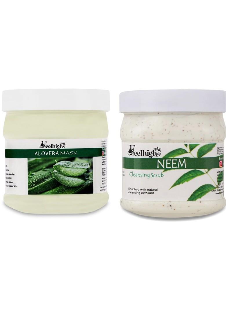 Feelhigh Face Body Aloe Vera Mask 500Ml Neem Scrub