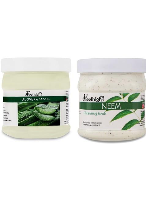 Feelhigh Face Body Aloe Vera Mask 500Ml Neem Scrub
