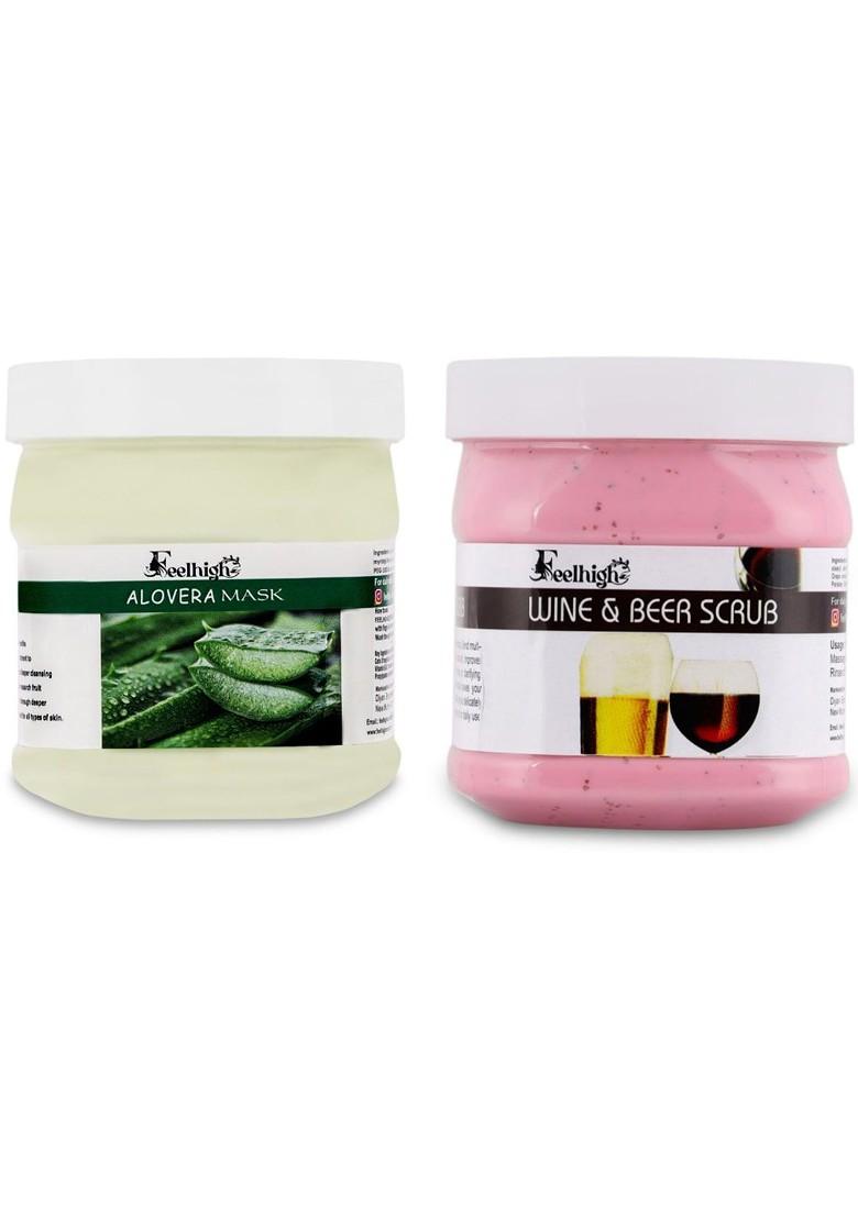 Feelhigh Face Body Aloe Vera Mask 500Ml Wine And Beer Scrub