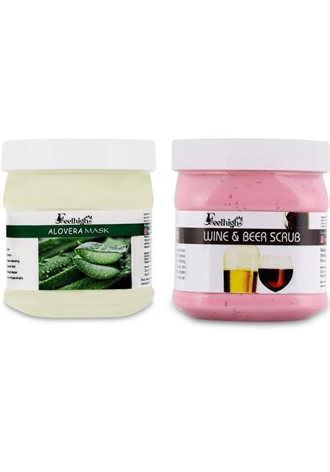 Feelhigh Face Body Aloe Vera Mask 500Ml Wine And Beer Scrub