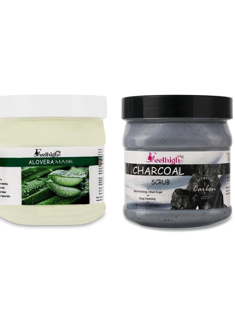 Feelhigh Face Body Aloe Vera Mask Charcoal Scrub 1000Ml