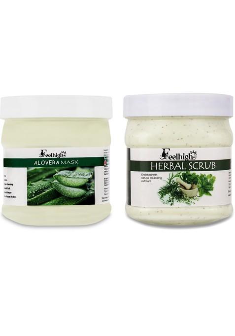 Feelhigh Face Body Aloe Vera Mask 500Ml Herbal Scrub