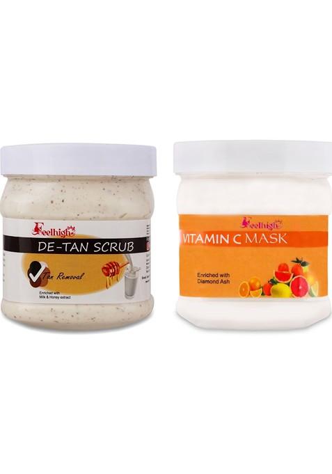 Feelhigh Face Body De Tan Scrub And Vitamin C Mask 1000Ml