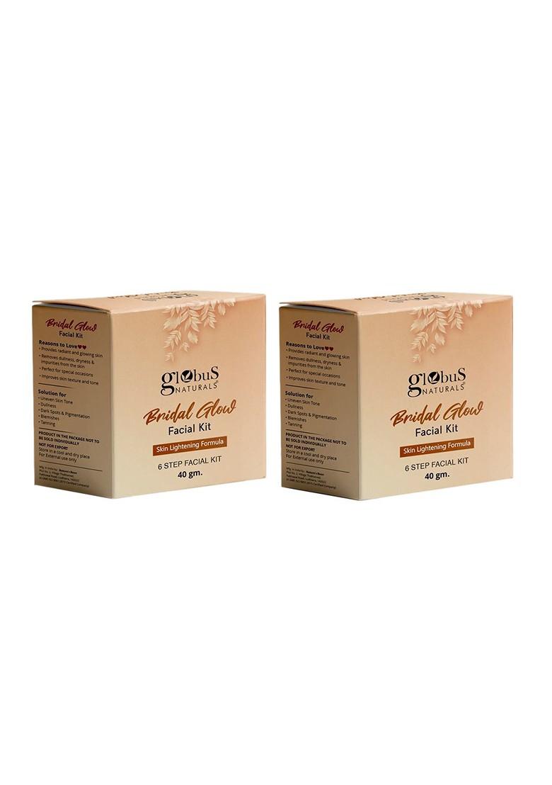 Globus Naturals Set Of 2 Bridal Glow 6 Step Skin Lightening Facial Kits 40G Each