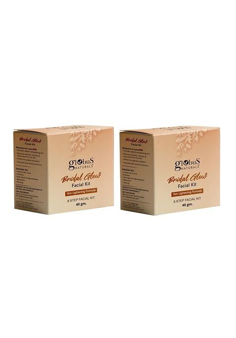 Globus Naturals Set Of 2 Bridal Glow 6 Step Skin Lightening Facial Kits 40G Each