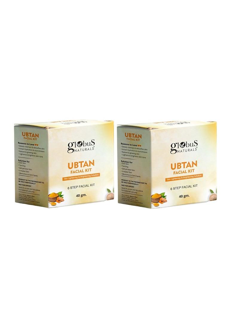 Globus Naturals Set Of 2 Ubtan 6 Step Skin Lightening Brightening Facial Kits 40G Each