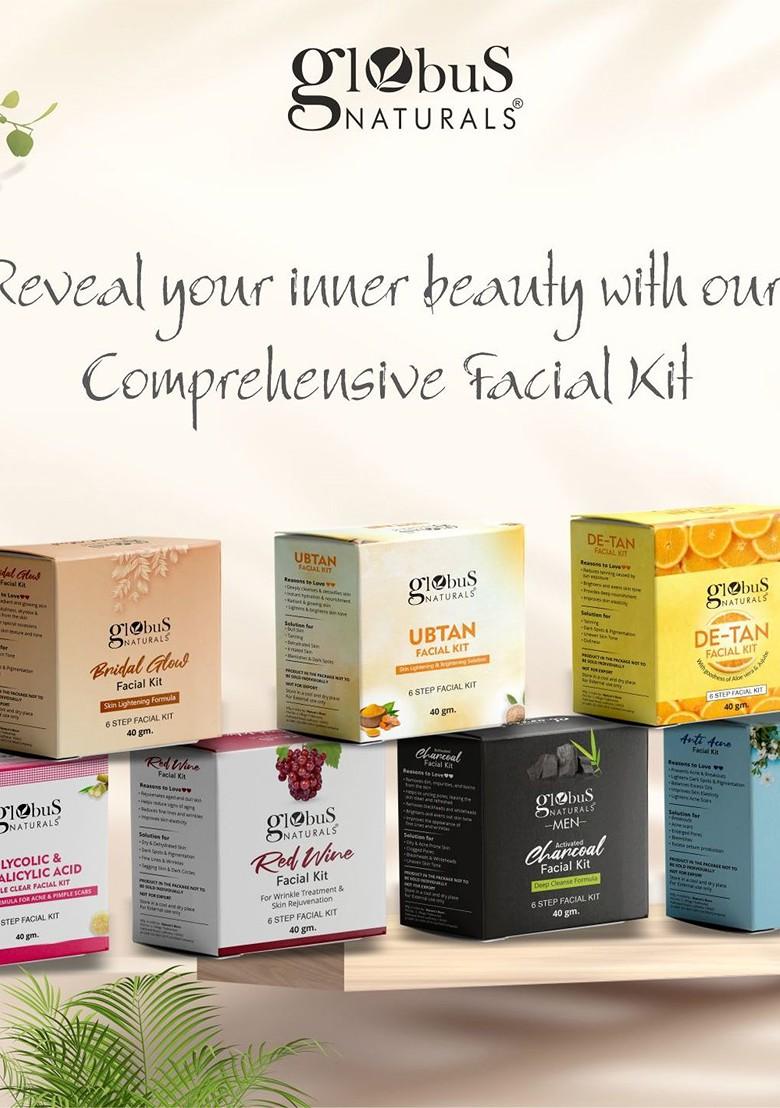 Globus Naturals Set Of 2 Ubtan 6 Step Skin Lightening Brightening Facial Kits 40G Each