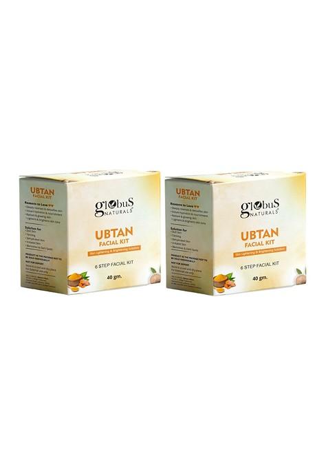 Globus Naturals Set Of 2 Ubtan 6 Step Skin Lightening Brightening Facial Kits 40G Each
