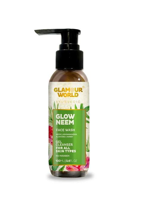 Glamour World Ayurvedic Glow Neem Gel Cleanser Face Wash With Aloevera 100 Ml