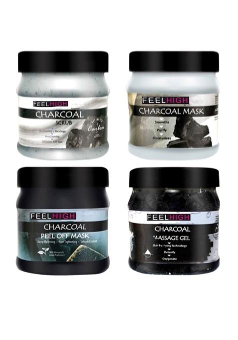 Feelhigh Set Of 4 Charcoal Facial Kit 500 Ml Each