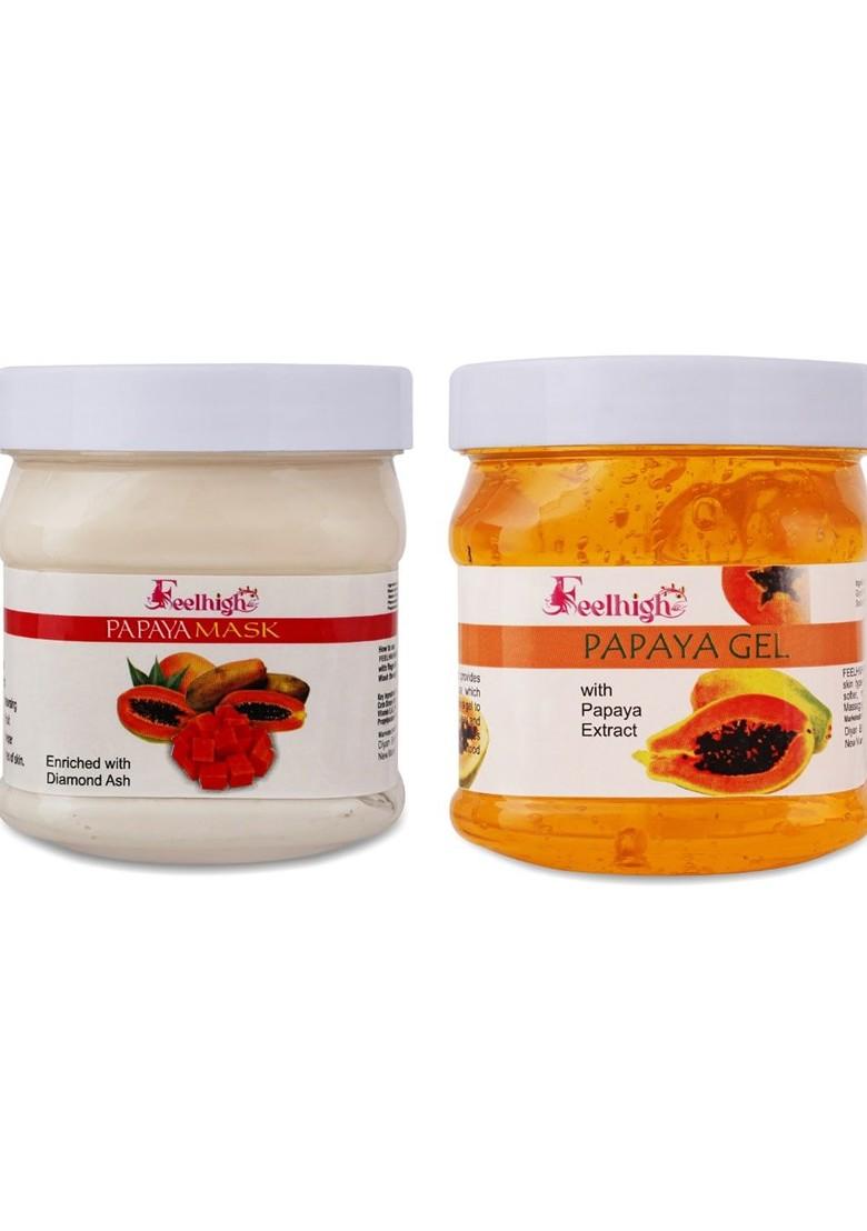 Feelhigh Set Of 2 Papaya Mask Gel Facial Kit 500Ml Each