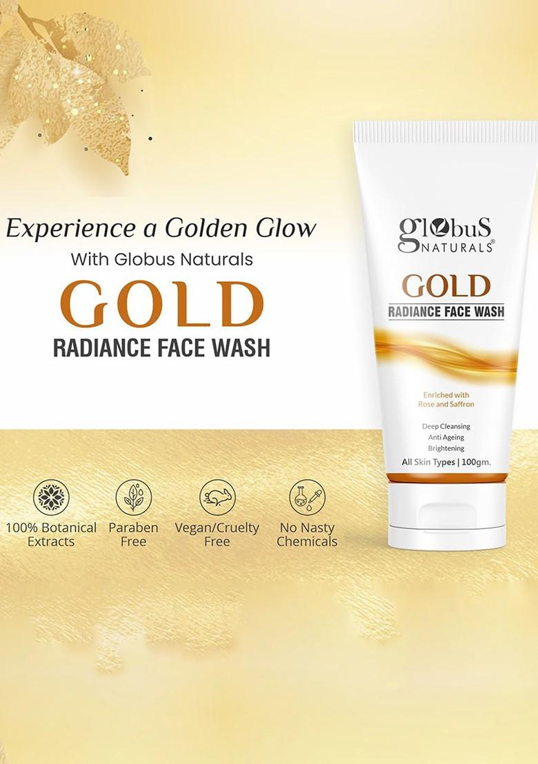 Globus Naturals Set Of 2 Gold Radiance Anti Ageing Brightening Face Wash 100G Each