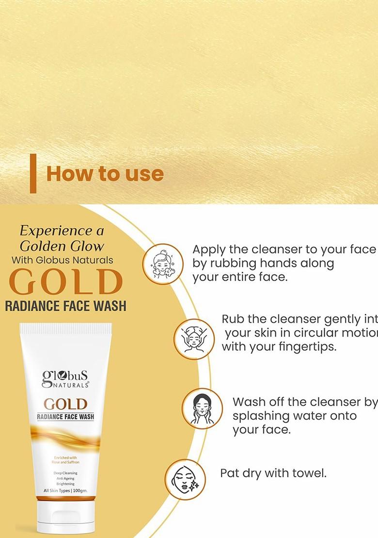 Globus Naturals Set Of 2 Gold Radiance Anti Ageing Brightening Face Wash 100G Each