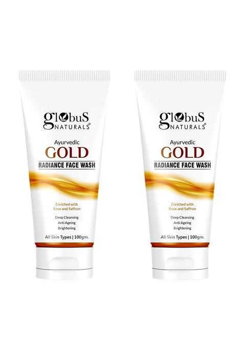 Globus Naturals Set Of 2 Gold Radiance Anti Ageing Brightening Face Wash 100G Each