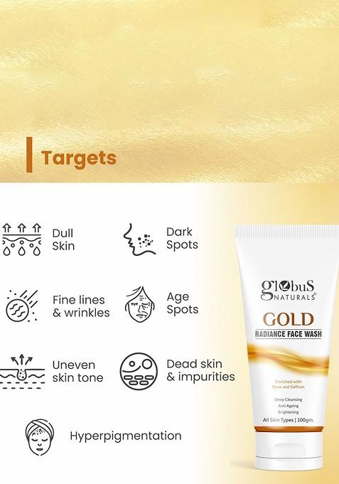 Globus Naturals Set Of 2 Gold Radiance Anti Ageing Brightening Face Wash 100G Each