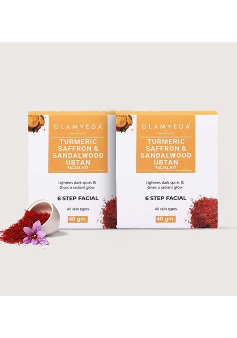Glamveda Turmeric Saffron Sandalwood Set Of 2 Ubtan Facial Kit 40Gm Each