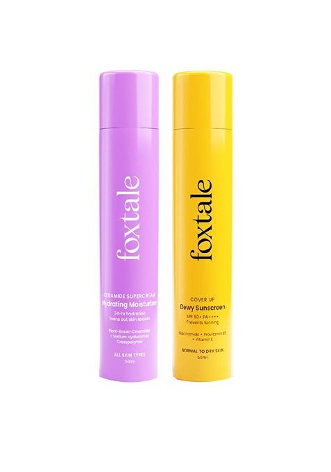 Foxtale Dewy Skin Duo Ceramide Supercream Moisturizer Finish Sunscreen