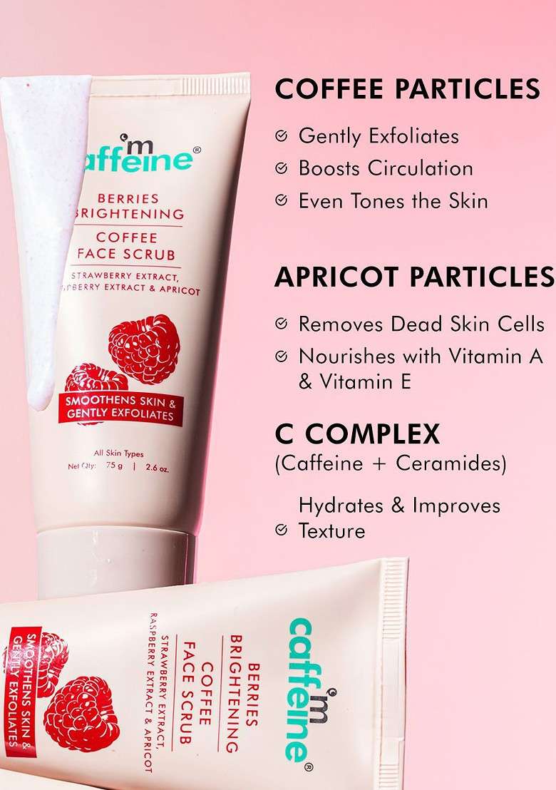 Mcaffeine Set Of 2 Berries Brightening Coffee Face Scrub 75 G Each - Indya