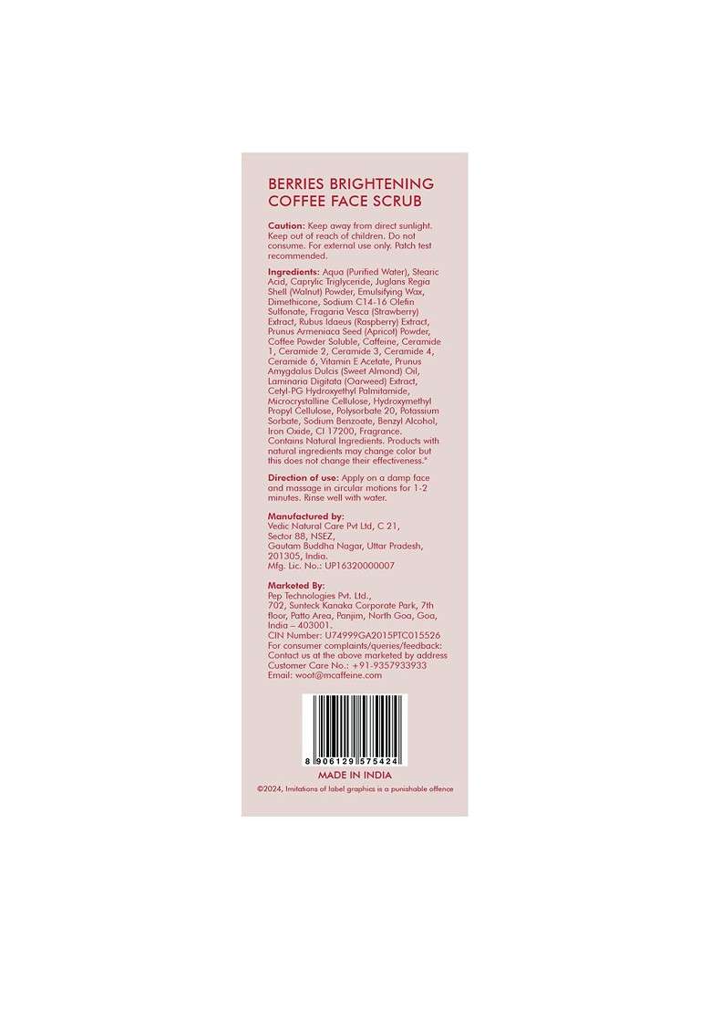 Mcaffeine Set Of 2 Berries Brightening Coffee Face Scrub 75 G Each - Indya