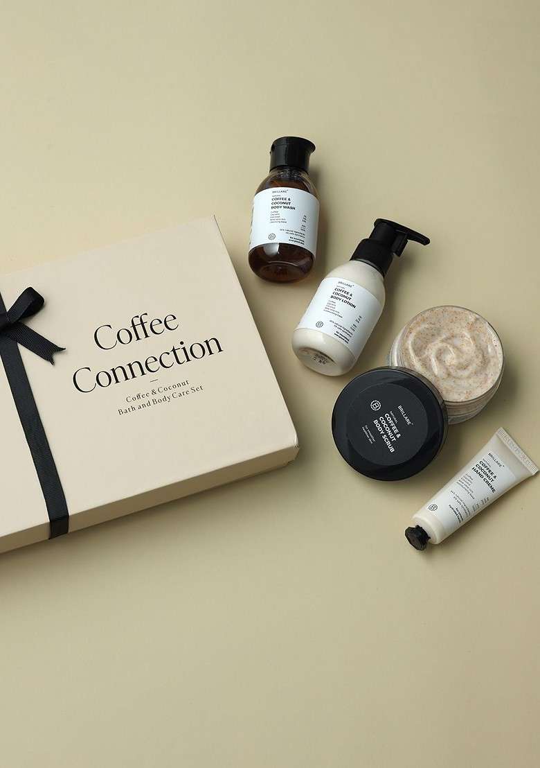 Brillare Set Of 4 Coffee Connection Body Wash Lotion Scrub Hand Cream Gift Box - Indya
