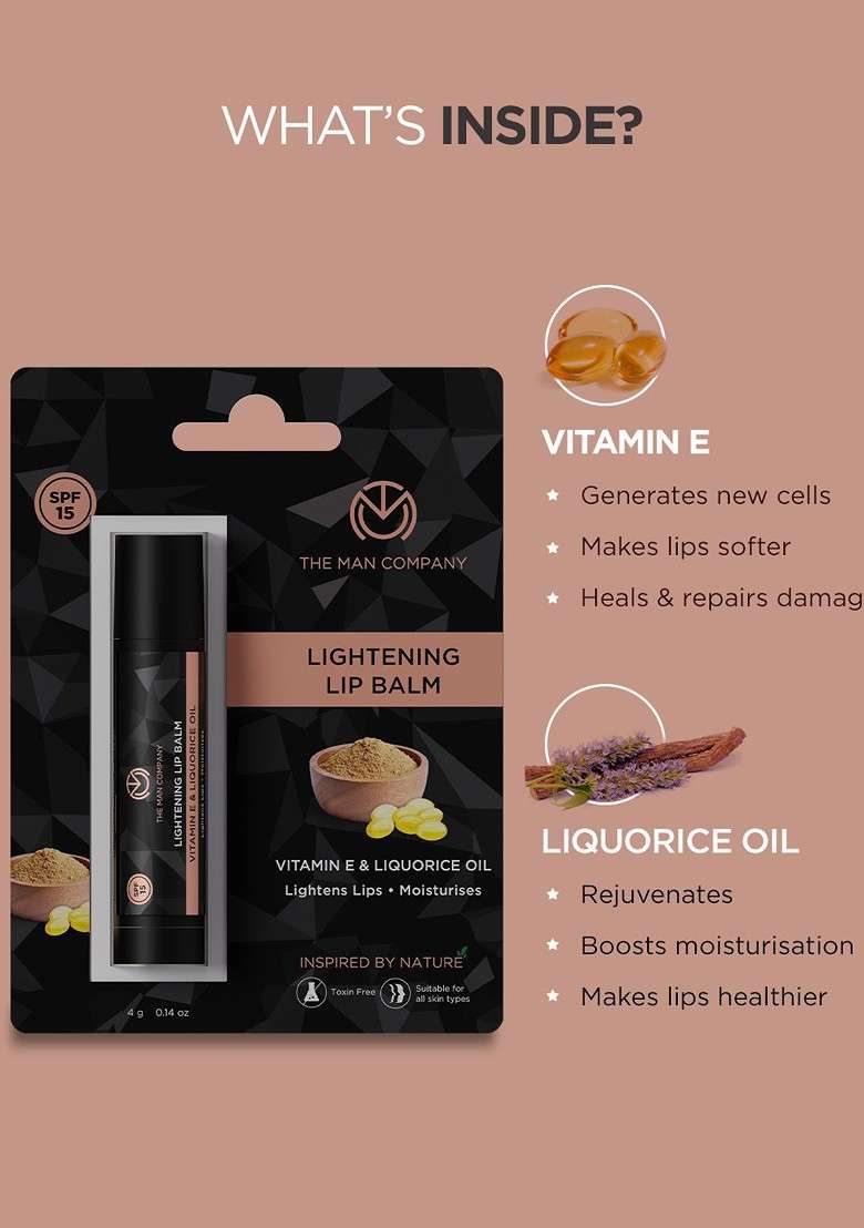The Man Company Set Of 2 Men Lightening Lip Balm 4Gm Each - Indya