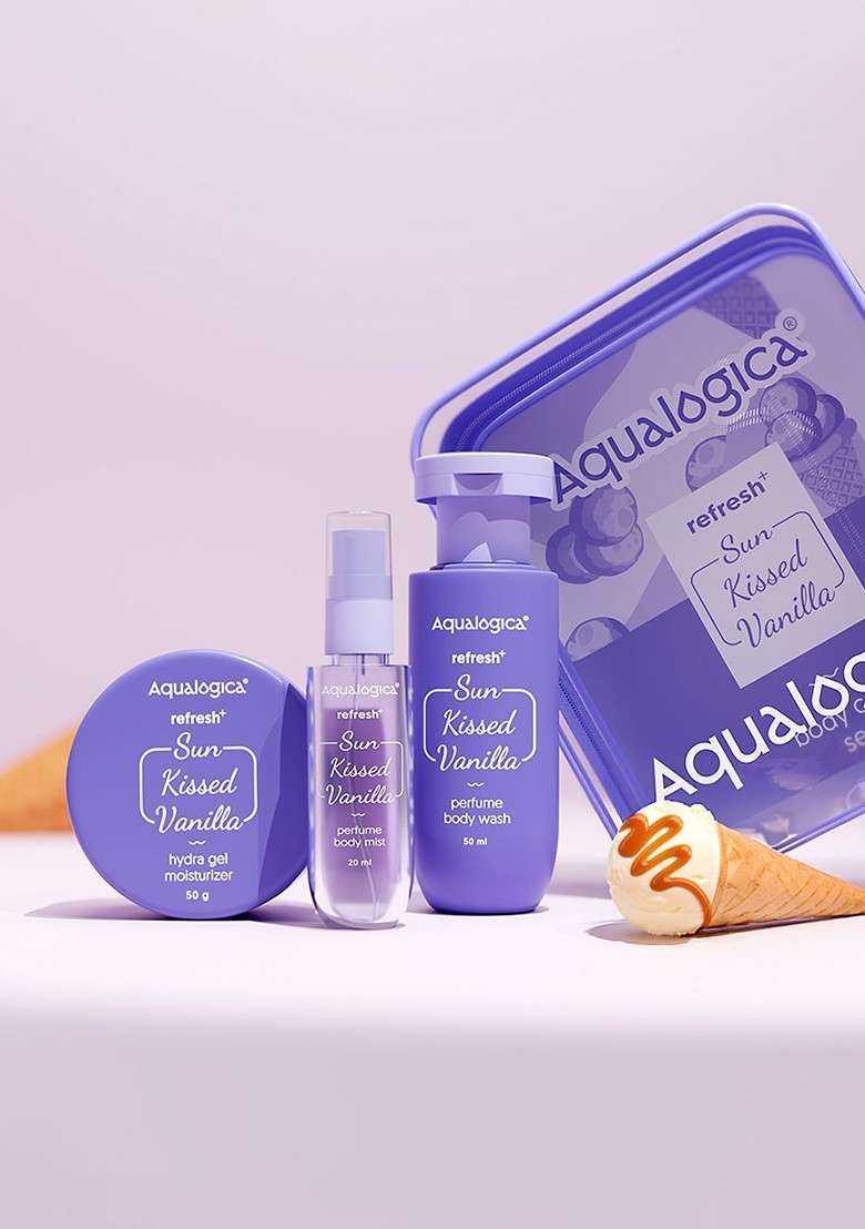 Aqualogica Set Of 3 Perfume Body Mist 20Ml Wash 50Ml Hydra Gel Moisturizer 50G - Indya