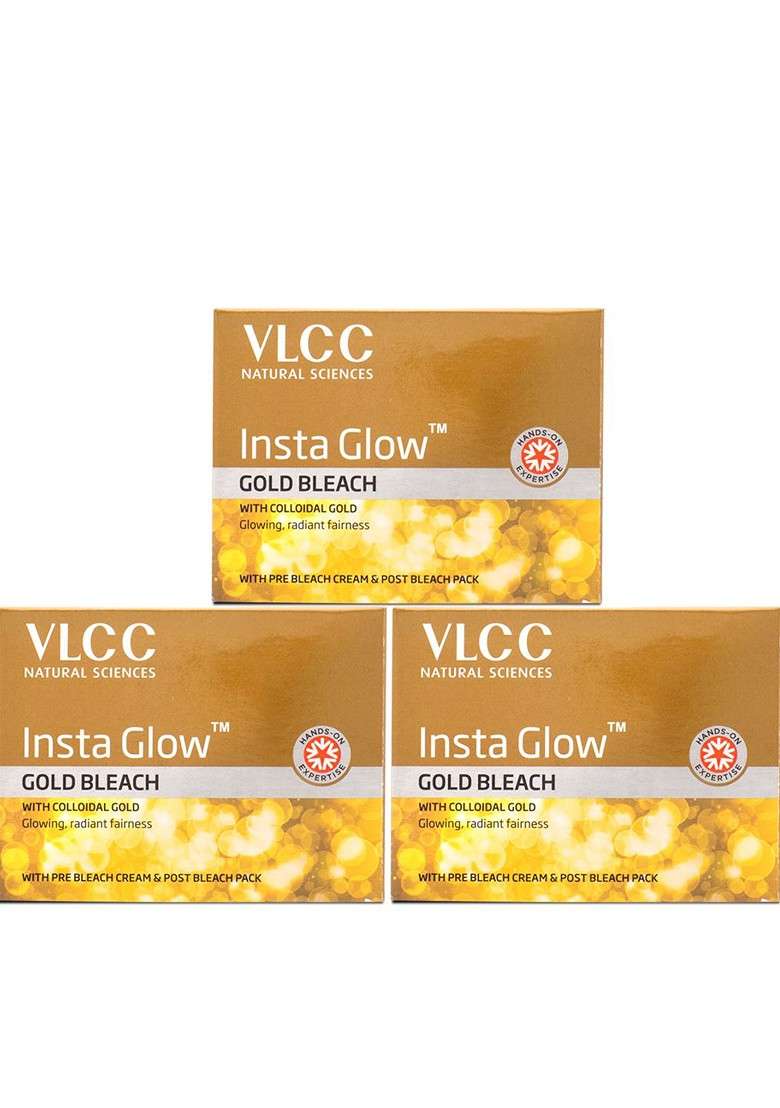 Vlcc Set Of 3 Insta Glow Gold Bleach With Colloidal 30 G Each - Indya