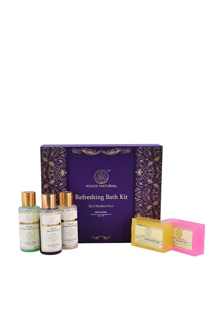 Khadi Natural Ayurvedic Refreshing Bath Kit 300 Ml 250 G - Indya