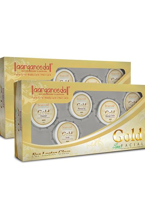 Aryanveda Set Of 2 Gold Facial Kit For Bright Glowing Skin 210 G Each