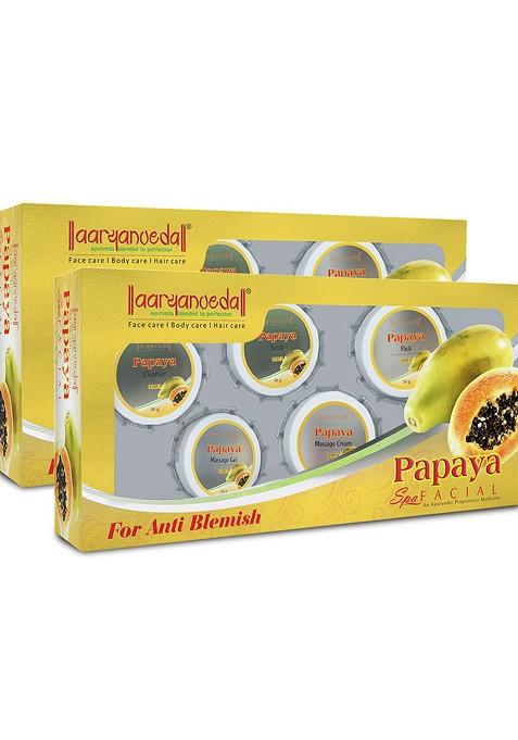 Aryanveda Set Of 2 Papaya Facial Kit For Blemish Dead Skin Cells Removal 210 G