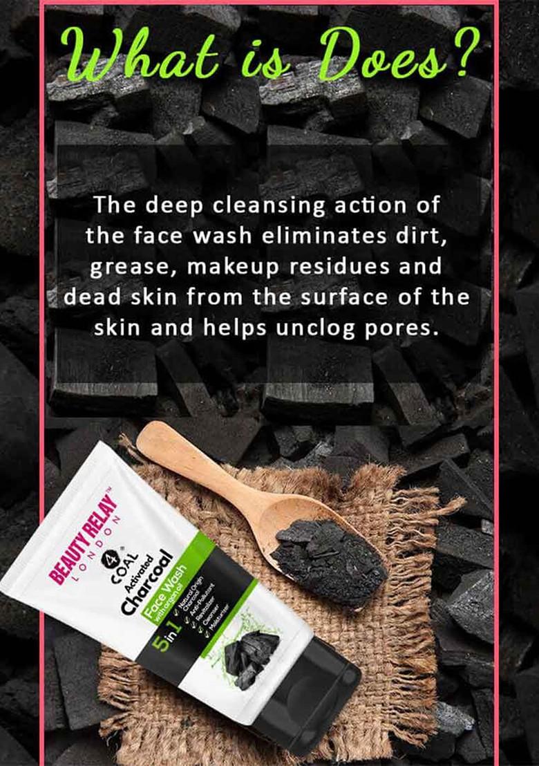 Beautyrelay London 4Coal Activated Charcoal Face Wash Body 200Ml Buy 1 Get Free