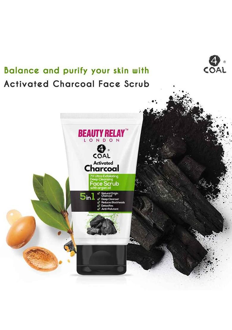 Beautyrelay London 4Coal Activated Charcoal Face Wash Scrub 200Ml Buy 1 Get Free