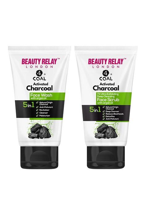 Beautyrelay London 4Coal Activated Charcoal Face Wash Scrub 200Ml Buy 1 Get Free