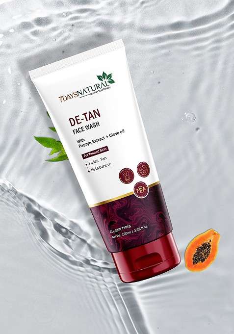 7Daysnatural De Tan Face Wash For Even Skin Tone With Vitamin E Papaya Extract 100 Ml
