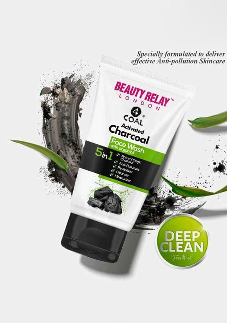 Beautyrelay London 4Coal Activated Charcoal 5 In 1 Face Wash With Argan Oil 175 G