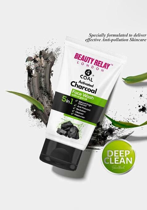 Beautyrelay London 4Coal Activated Charcoal 5 In 1 Face Wash With Argan Oil 175 G