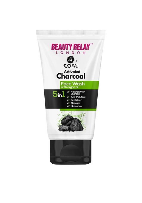Beautyrelay London 4Coal Activated Charcoal 5 In 1 Face Wash With Argan Oil 175 G