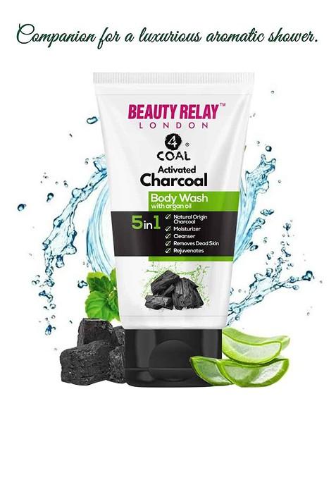 Beautyrelay London Unisex Activated Charcoal 5 In 1 Argan Oil Body Wash 200Ml