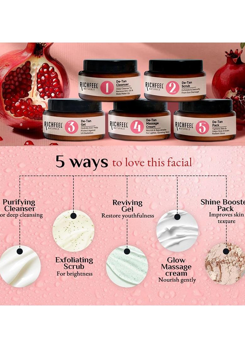Richfeel Unisex De Tan Facial Kit 5X50G