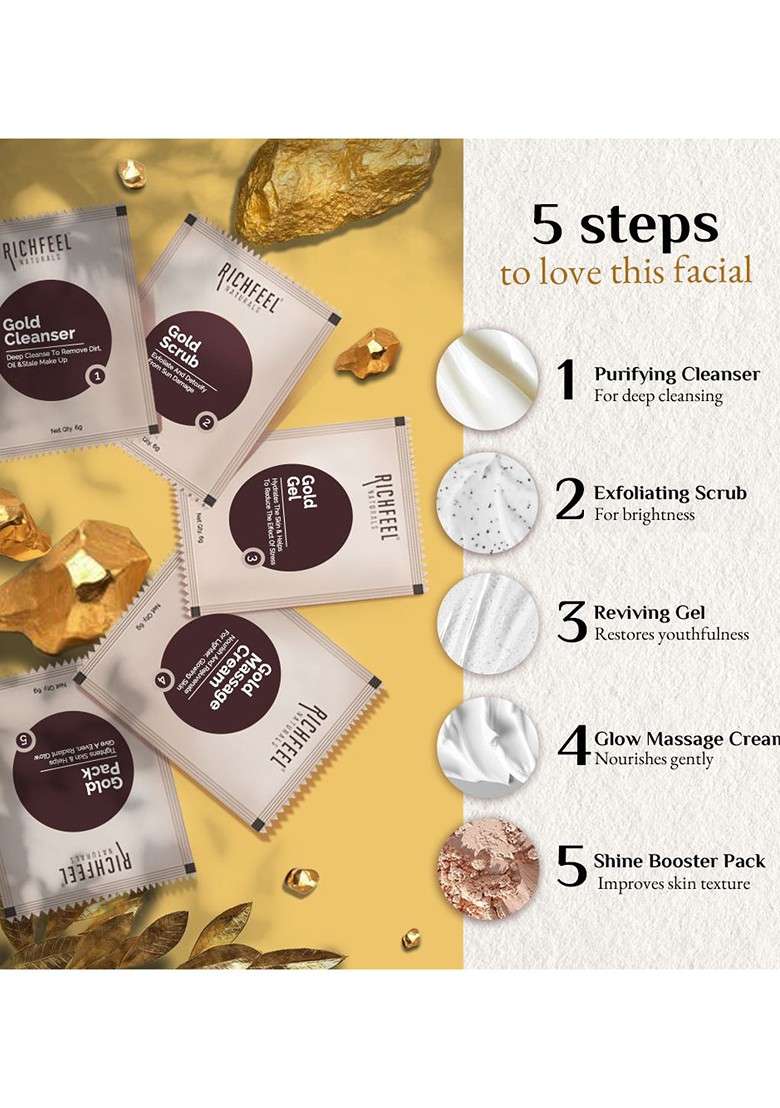 Richfeel Set Of 2 Gold Facial Kit - Indya