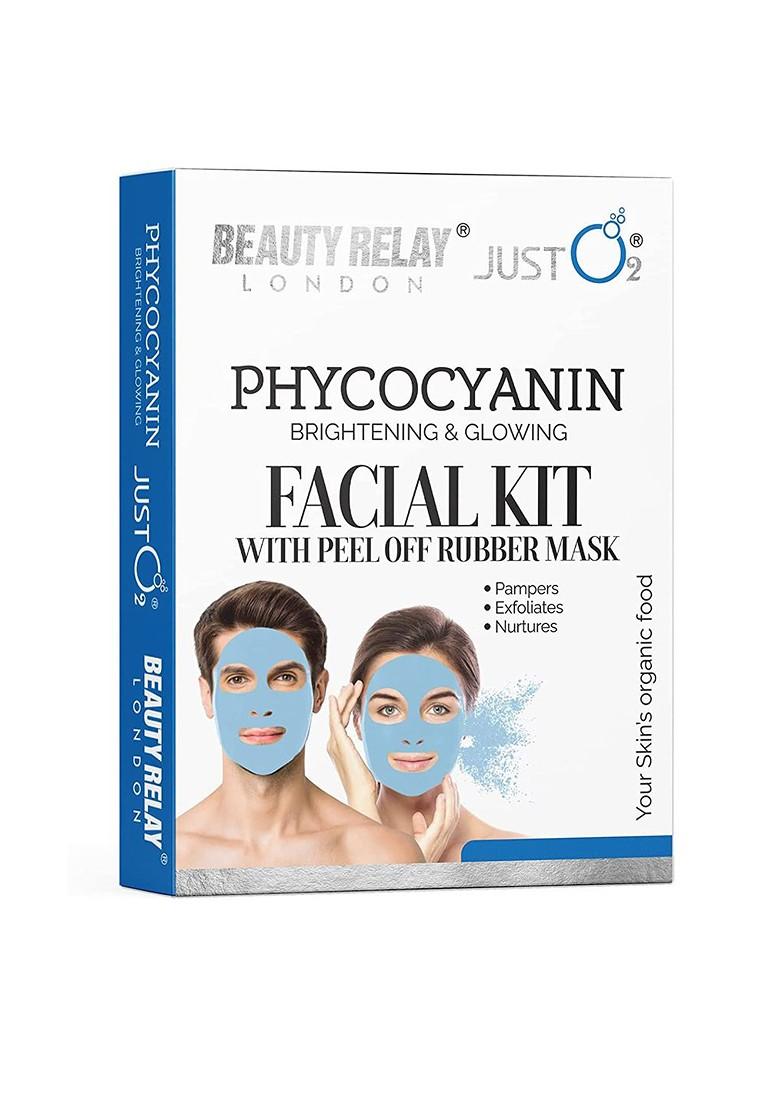 Beautyrelay London Phycocyanin Brightening Glowing Facial Kit With Peel Of Rubber Mask 59G
