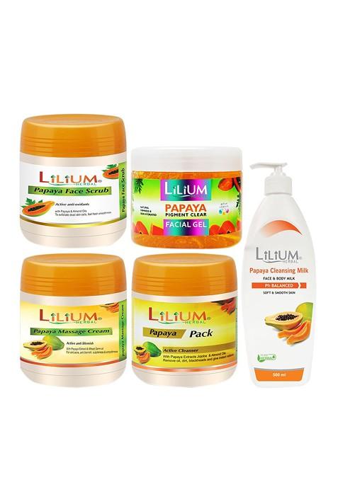 Lilium Set Of 5 Anti Oxidants Papaya Facial Kit 2500Gm