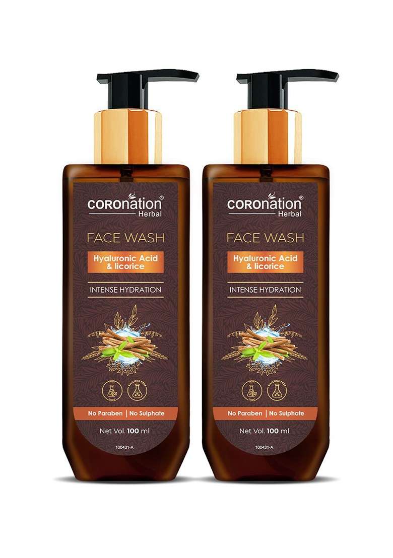 Coronation Herbal Set Of 2 Intense Hydration Face Wash With Hyaluronic Acid 100 Ml Each - Indya
